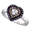 0.50 CTW Black Color Diamond Heart Love Ring 14KT White Gold - REF-40N4F
