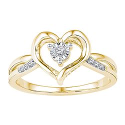 0.05 CTW Diamond Solitaire Heart Ring 10KT Yellow Gold - REF-14M9H