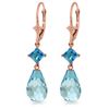 Genuine 11 ctw Blue Topaz Earrings Jewelry 14KT Rose Gold - REF-39F3Z