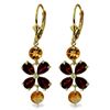Genuine 5.32 ctw Garnet & Citrine Earrings Jewelry 14KT Yellow Gold - REF-50H3X