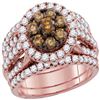 4.01 CTW Brown Diamond 3-Piece Bridal Engagement Ring 14KT Rose Gold - REF-389M9H
