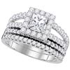 0.75 CTW Princess Diamond Split-shank Bridal Engagement Ring 14KT White Gold - REF-132N2F