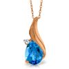 Genuine 2.53 ctw Blue Topaz & Diamond Necklace Jewelry 14KT Rose Gold - REF-36N2R