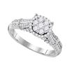 0.69 CTW Diamond Flower Cluster Bridal Engagement Ring 10KT White Gold - REF-72X7Y