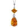 Genuine 2 ctw Citrine Necklace Jewelry 14KT White Gold - REF-24Y3F