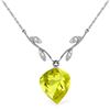 Genuine 10.77 ctw Lemon Quartz & Diamond Necklace Jewelry 14KT White Gold - REF-39W3Y