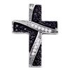 0.25 CTW Black Color Diamond Cross Crucifix Charm Pendant 14k White Gold - REF-19W4K