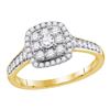 0.63 CTW Diamond Halo Bridal Engagement Ring 14KT Yellow Gold - REF-82Y4X