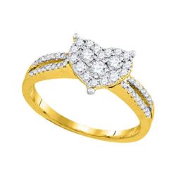 0.50 CTW Diamond Heart Split-shank Ring 14KT Yellow Gold - REF-64H4M