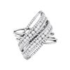 Image 1 : 2.48 CTW Diamond Crossover Open Strand Cocktail Ring 14KT White Gold - REF-232W4K