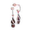 Image 1 : 0.38 CTW Red Color Diamond Cluster Dangle Earrings 10KT Rose Gold - REF-37F5N