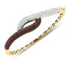 2.5 CTW Cognac-brown Color Diamond Luxury Bangle Bracelet 14k Yellow Gold - REF-199K4W