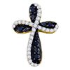 0.95 CTW Black Color Diamond Cross Pendant 10KT Yellow Gold - REF-47W9K