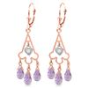 Genuine 4.83 ctw Amethyst & Diamond Earrings Jewelry 14KT Rose Gold - REF-52Y7F