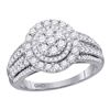 1 CTW Diamond Circle Cluster Bridal Wedding Engagement Ring 14KT White Gold - REF-119N9F