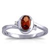 Genuine 0.51 ctw Garnet & Diamond Ring Jewelry 14KT White Gold - REF-25X4M