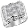 0.66 CTW Mens Diamond Symmetrical Domed Cluster Ring 10KT White Gold - REF-59N9F