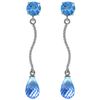 Genuine 4.3 ctw Blue Topaz Earrings Jewelry 14KT White Gold - REF-23X5M