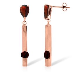 Genuine 4.25 ctw Garnet Earrings Jewelry 14KT Rose Gold - REF-54P6H