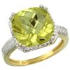 Natural 5.96 ctw Lemon-quartz & Diamond Engagement Ring 10K Yellow Gold - REF-30Y2X