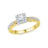 0.38 CTW Diamond Square Halo Bridal Engagement Ring 10KT Yellow Gold - REF-41Y9X