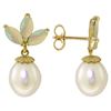 Genuine 9.5 ctw Opal & Pearl Earrings Jewelry 14KT White Gold - REF-34Y3F