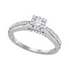 0.50 CTW Diamond Solitaire Square Halo Bridal Ring 10KT White Gold - REF-53N9F