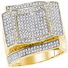 0.89 CTW Mens Diamond Square Cluster Ring 10KT Yellow Gold - REF-119Y9X