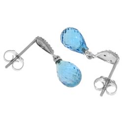 Genuine 4.53 ctw Blue Topaz & Diamond Earrings Jewelry 14KT Rose Gold - REF-25R6P