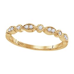 0.17 CTW Diamond Milgrain Stackable Ring 10KT Yellow Gold - REF-18X7Y