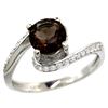 Natural 1.24 ctw smoky-topaz & Diamond Engagement Ring 14K White Gold - REF-52G6M