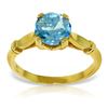 Genuine 1.15 ctw Blue Topaz Ring Jewelry 14KT Yellow Gold - REF-51W4Y