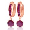 Genuine 3.3 ctw Ruby Earrings Jewelry 14KT Rose Gold - REF-59T2A