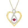 0.28 CTW Created Ruby Diamond Infinity Heart Pendant 10KT Yellow Gold - REF-19M4H