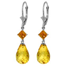 Genuine 11 ctw Citrine Earrings Jewelry 14KT White Gold - REF-39A3K