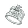 0.19 CTW Diamond His & Hers Matching Trio Bridal Engagement Ring 10KT White Gold - REF-49Y5X