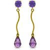 Genuine 4.3 ctw Amethyst Earrings Jewelry 14KT Yellow Gold - REF-23V5W