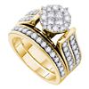 1.35 CTW Princess Diamond Soleil Bridal Engagement Ring 14KT Yellow Gold - REF-164M9H