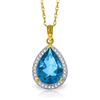 Genuine 4.66 ctw Blue Topaz & Diamond Necklace Jewelry 14KT Yellow Gold - REF-70V6W
