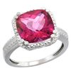 Natural 5.96 ctw Pink-topaz & Diamond Engagement Ring 10K White Gold - REF-32X4A
