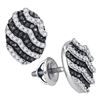 0.45 CTW Black Color Diamond Oval Cluster Earrings 10KT White Gold - REF-26H9M