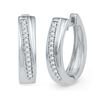 Image 1 : 0.16 CTW Diamond Single Row Hoop Earrings 10KT White Gold - REF-30M2H