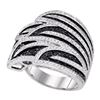 1.38 CTW Black Color Diamond Wide Fashion Ring 10KT White Gold - REF-104W9K