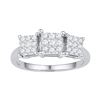 0.29 CTW Diamond Triple Cluster Bridal Engagement Ring 10KT White Gold - REF-40M4H