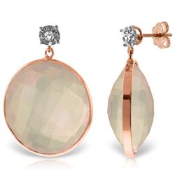 Genuine 34.06 ctw Rose Quartz & Diamond Earrings Jewelry 14KT Rose Gold - REF-65N3R