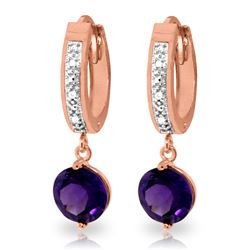 Genuine 2.63 ctw Amethyst & Diamond Earrings Jewelry 14KT Rose Gold - REF-54P9H