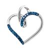 0.15 CTW Blue Color Diamond Heart Pendant 10KT White Gold - REF-10F5N