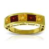 Genuine 2.25 ctw Citrine & Garnet Ring Jewelry 14KT Yellow Gold - REF-54H2X
