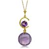 Genuine 5.8 ctw Amethyst Necklace Jewelry 14KT Yellow Gold - REF-25N9R