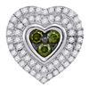 0.50 CTW Green Color Diamond Heart Cluster Pendant 10KT White Gold - REF-28M4H